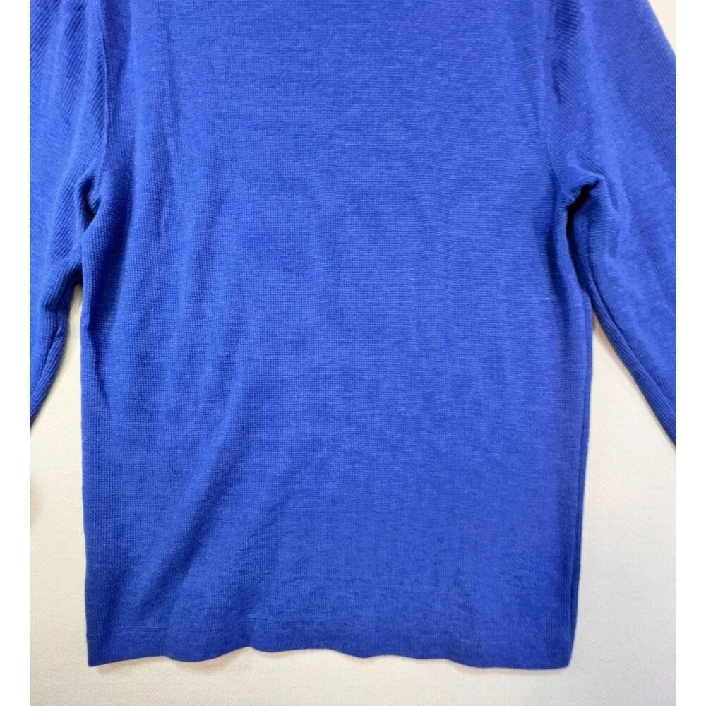 Banana Republic Men's Long Sleeve Waffle Knit Shirt L Blue Cotton Blend
